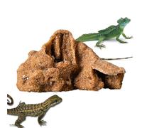 Reptile Cave, Terrarium Resin Rock Hide out, 6.3x3.94x3.15 Inch, Multi-Functional Basking Shelter, Fish Tank Setup, Landscape Accessory for Gecko, Bearded Dragon, Amphibians