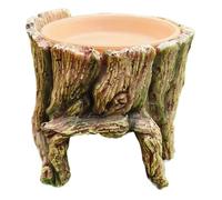 Reptile Cave, Water Dish, Trunk Design Precisely Secures Balanced Moisture, Sturdy Frame Boosts Secure Feeding Space, Reptil Feeder for Snake, Lizard, Gecko, Turtle, Frog