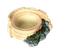 Reptile Dish- Convenient Terrarium Bowls | Effortless Small Turtle Habitat Feeder, Unique Resin Bearded Dragon Bowl, Drinking Basin with Transparent Bowl, Feeding Accessories, Aquarium Decoration