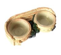 Reptile Dish, Resin Feeding Bowl, 10.5/8.5/4.8 Inches, Terrarium Accessory, Unique Rock Design, Transparent Insert Basin, Drinking Station for Bearded Dragons and Snakes, Wooden