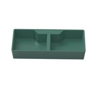 Reptile Feeding Dish, 2 Compartments Dark Green Reptile Water Dish, ABS Material, Double Function Design, Terrarium Bowls for Lizard, Frog, Gecko, Chameleon Pets, Habitat Decoration, 13.6x6.5x2.1cm