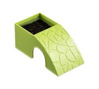 Reptile Feeding Dish, 2 in 1 Habitat Shelter, 6x5 Inches Bowl with Rock Texture, Resin Terrarium Water Basin, Natural Ornament with Cave Style, Feeding Tool for Bearded Dragons and Geckos