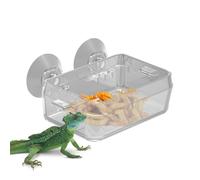 Reptile Food Bowl - Anti-Scape Suction Cup Ledge Feeder, Multi-Function Transparent Water & Feed Dish | Durable Gecko Chameleon Lizard Snake Tank Bowl for Terrarium Enclosures