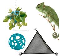 Reptile Hammock Lounger - Bearded Dragon Snake Hanging Bed with Ball Toy, Durable Climbing Rest, Tank Enrichment Exercise Accessory | Activity Comfort Solution For Geckos Lizards Chameleons T
