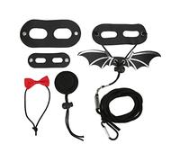 Reptile Harness and Leash Set | Adjustable Bat Wing Leash for Lizards/Small Pets | Soft Leather Traction Rope with Hat & Bowtie | Special Occasion/Party Decoration (S 6.9 X 4.9 X 1.6in)