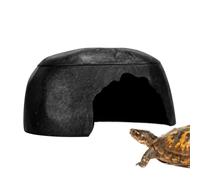 Reptile Hide Cave, Lizard Habitat Shelter, Humidity Retaining Design, Triple Water Sink Decor, Small Size, for Gecko Turtle Snake Frog Enclosure, 30x20x15cm Black Brown