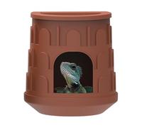 Reptile Hide, Lizard Hiding House, ABS Material, Removable Habitat Decoration with Top Food & Water Basin, Aquarium Tank Accessories For Tree Frogs & Green Iguanas,13x12x8.2cm