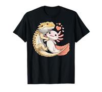 Reptile Keeper Pet Owner Cute Bearded Dragon Hugging Axolotl Camiseta