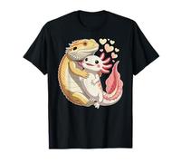 Reptile Keeper Pet Owner Cute Bearded Dragon Hugging Axolotl Camiseta