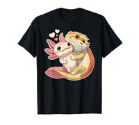 Reptile Keeper Pet Owner Cute Bearded Dragon Hugging Axolotl Camiseta