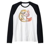 Reptile Keeper Pet Owner Cute Bearded Dragon Hugging Axolotl Camiseta Manga Raglan