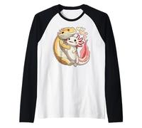 Reptile Keeper Pet Owner Cute Bearded Dragon Hugging Axolotl Camiseta Manga Raglan