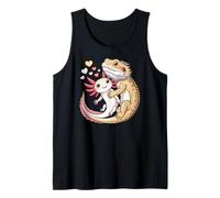 Reptile Keeper Pet Owner Cute Bearded Dragon Hugging Axolotl Camiseta sin Mangas