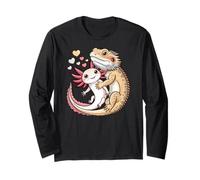 Reptile Keeper Pet Owner Cute Bearded Dragon Hugging Axolotl Manga Larga