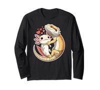 Reptile Keeper Pet Owner Cute Bearded Dragon Hugging Axolotl Manga Larga