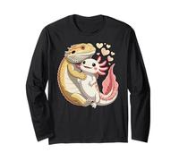 Reptile Keeper Pet Owner Cute Bearded Dragon Hugging Axolotl Manga Larga