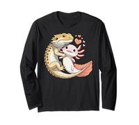 Reptile Keeper Pet Owner Cute Bearded Dragon Hugging Axolotl Manga Larga