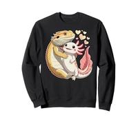 Reptile Keeper Pet Owner Cute Bearded Dragon Hugging Axolotl Sudadera