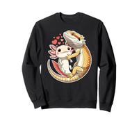 Reptile Keeper Pet Owner Cute Bearded Dragon Hugging Axolotl Sudadera