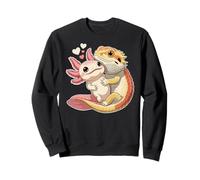 Reptile Keeper Pet Owner Cute Bearded Dragon Hugging Axolotl Sudadera