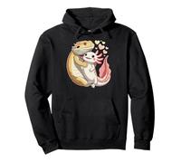 Reptile Keeper Pet Owner Cute Bearded Dragon Hugging Axolotl Sudadera con Capucha