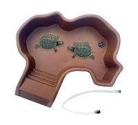 Reptile Pool, Turtle Bathing Pool with Ramp, PP Easy-Clean Soaking Tub with Drainage, Ideal for Aquarium, Balcony, Living Room, Yard, Garden, Landscaping Accessory for Reptile Care, 35.5x32x7cm