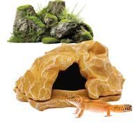 Reptile Shelter - Fake Rock Bearded Dragon Cave, 6.3x5.31x2.95 Inches Terrarium Resin Landscape Basking Area Aquarium Decor Small Fish Tank Accessories for Ball Pythons Tortoise Amphibians