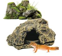 Reptile Shelter - Resin Fake Rock Cave | Terrarium Basking Decor, Natural Landscape Habitat Shelter, Aquarium Tank Ornament For Bearded Tortoise Amphibian Gecko Lizard
