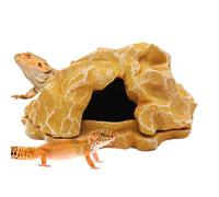 Reptile Shelter, Terrarium Cave, Aquarium Decor, Realistic Rock Texture, 6.3x5.31x2.95 Inches, Multi-Level Basking Spot, Great for Bearded Dragons, Tortoises, Ball Pythons