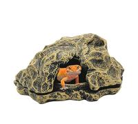 Reptile Shelter, Terrarium Resin Fake Rock Cave and Basking Hideouts, Aquarium Landscape Decor for Bearded Dragons Ball Pythons Tortoise Amphibians and Small Fish Tank Use 6.3x5.31x2.95in