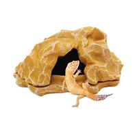 Reptile Shelter, Terrarium Resin Fake Rock Cave and Basking Hideouts, Aquarium Landscape Decor for Bearded Dragons Ball Pythons Tortoise Amphibians and Small Fish Tank Use 6.3x5.31x2.95in