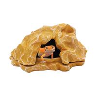 Reptile Shelter, Terrarium Resin Rock Cave, Bearded Dragon Hiding Spot, Basking Decor, for Indoor Ball Pythons, Tortoise, Amphibians, Small Aquarium Tanks and More
