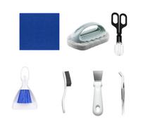 Reptile Tank Cleaner - Bearded Dragon Supplies | Cage Cleaner Kit | 7 Piece Set Mini Dustpan Brush Scraper Feeding Tongs Sponge Wiper Cloth For Lizard Gecko Snake Turtle Frog Home Terrarium Enclosure