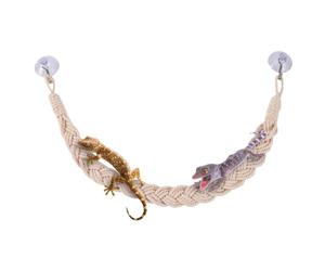 Reptile Vines Toys - Hermit Crab Climbing Rope Ladder | Habitat Bridge | Soft Wool Climbing Design, Includes Suction Cup Hooks, Natural Habitat Enrichment, for Hermit Crabs Lizards Geckos & Reptile