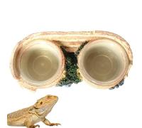 Reptile Water Bowl, Gecko Resin Dish, Portable Feeding Station, Sturdy Resin Material, Ideal for Lizards, Chameleons, Frogs, Small Pets, 7.56x3.54x1.85 Inches