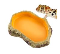 Reptile Water Bowl, Realistic Rock-Style Resin Water Dish, Snake Feeding Station, Terrarium Bowl for Lizards, Turtles, Geckos and Amphibians, 6.1x3.94x1.18 Inches