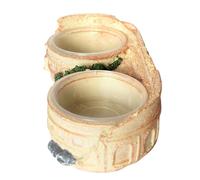 Reptile Water Bowl, Reptile Feeding Double Bowl - Bandeja de Alimentos de Resina para Lagarto,Tazón de alimentación Doble de Reptil para lagartos, Camaleones, Ranas y pequeñas Mascotas