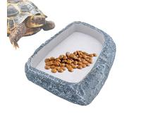Reptile Water Bowl, Terrarium Food Dish, Feeding Bowls, Natural Look Resin Habitat, Easy Clean and Stable Design for Hatchling, Breeding, Arboreal Gecko, Aquatic, Lizard, Snake, 6.69x4.13x1.18 Inches
