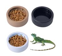 Reptile Water Dish - Escape Proof Worm Feeder Cups 3 Piece Set | Terrarium Food Water Bowl Feeding Station Mealworm Dish For Gecko Bearded Dragon Lizard Chameleon Hermit Crab Snail Tank