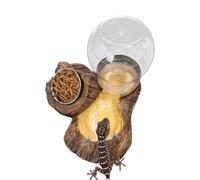 Reptile Water Dish - Feeding Drinking Bowl for Terrarium Pets | Resin Textured Food Water Tray with Natural Rock Style, Habitat Accessory for Turtle Tortoise Snake Bearded Dragon Lizard Chameleon