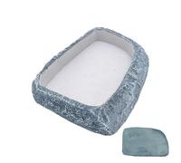 Reptile Water Dish, Terrarium Feeding Bowl, Realistic Resin Design, Shallow Easy-Access Feeder, 17x10.5x3cm, Frogs, Hermit Crabs, Tortoises, Snakes, Bearded Dragons