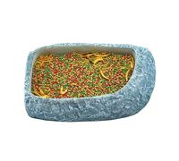Reptile Water Dish, Terrarium Feeding Bowl, Resin Pet Feeder, Material, Natural Rock Design, Medium Size, Ideal for Frogs, Hermit Crabs, Tortoises, Snakes, Bearded Dragons