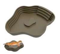 Reptile Water Dish, Tortoise Bathing Pool, 9.65x8.58x1.57 Inches Adorable Habitat Ramp Bowl, Amphibian Soaking Tray, Durable Enclosure Accessory, For Lizard Gecko Snake Frog