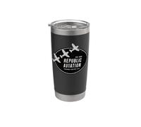 Republic Aviation Vintage 1940 Logo | P-47 Thunderbolt WWII Vaso térmico de acero inoxidable de doble pared