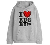 Republic Of California "I Love Rugby UXREPCZSW027 - Sudadera para Hombre, Color Gris Melange, Talla S, Gris Melange., M