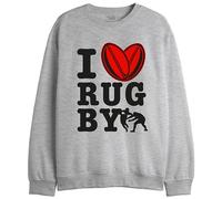 Republic Of California "I Love Rugby UXREPCZSW040 - Sudadera para Hombre, Color Gris Melange, Talla M, Gris Melange., M