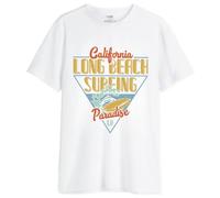 Republic Of California "Long Beach Surfing MEREPCZTS115 - Camiseta para Hombre, Color Blanco, Talla L, Blanco, L