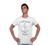 Republic of California Men's Captain Papa imprimé T-Shirt Father's Day Gift - Men's Christmas Dad of Love Grandpa Stepfather Husband Birthday Gift,Blanc_Large