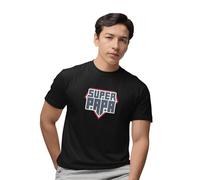 Republic of California Men's Super Papa Star imprimé T-Shirt Father's Day Gift - Men's Christmas Dad of Love Grandpa Stepfather Husband Birthday Gift,Noir_Large