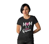 Republic of California Women's Mom Is A Queen imprimé T-Shirt Mother's Day Gift - Women's Christmas Mum of Love Grandma Stepmom Wife Birthday Gift,Noir_XX-Large